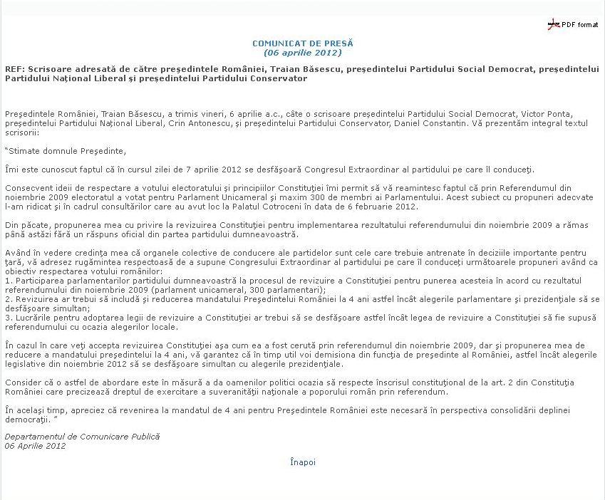 Băsescu, dispus să demisioneze în schimbul modificării Constituţiei 140772
