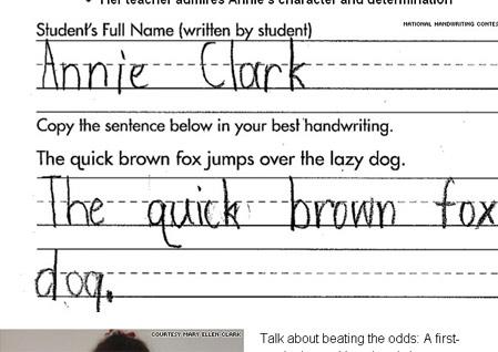 O fetiţă născută fără mâini a câştigat un concurs de caligrafie 143265