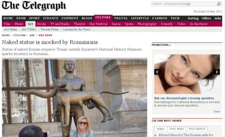 „Un lup cu cap de pitbull şi tumoare la gât&quot;. &quot;N-am văzut ceva atât de urât în viaţa mea”. Statuia lui Traian a ajuns în presa britanică