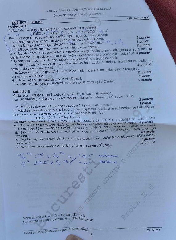 BACALAUREAT 2012. Vezi ce subiecte s-au dat la chimie 155684