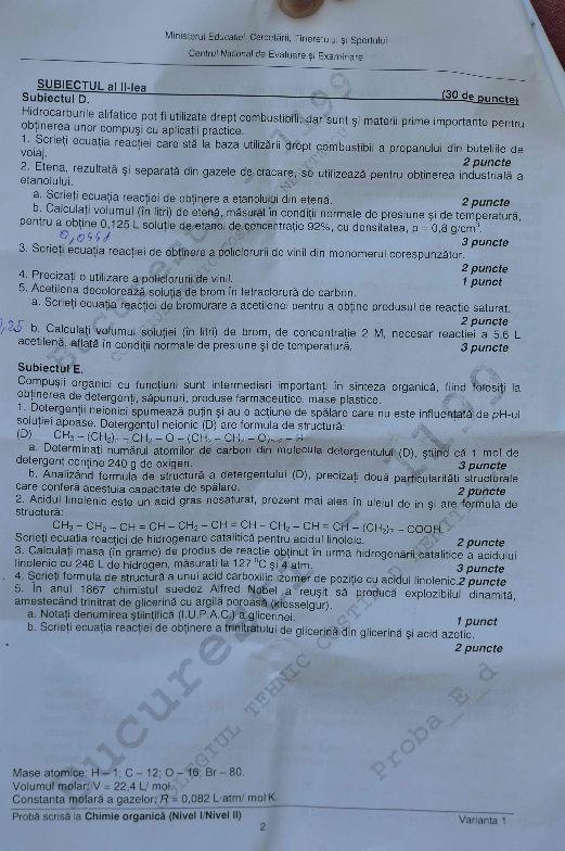BACALAUREAT 2012. Vezi ce subiecte s-au dat la chimie 155687