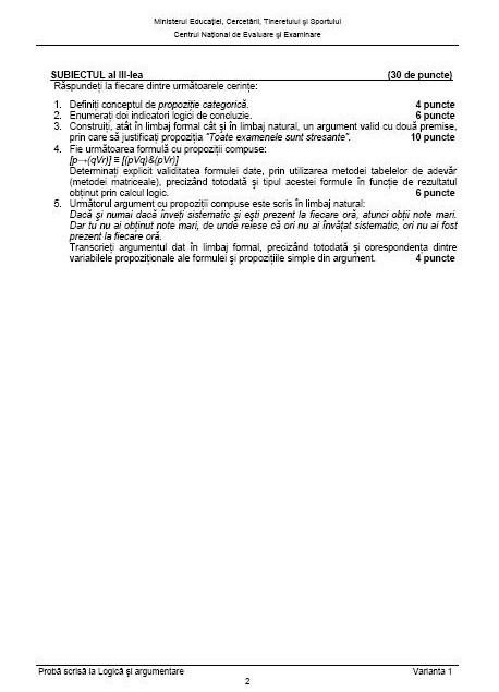 BACALAUREAT 2012 - Vezi subiectele la logică 155779