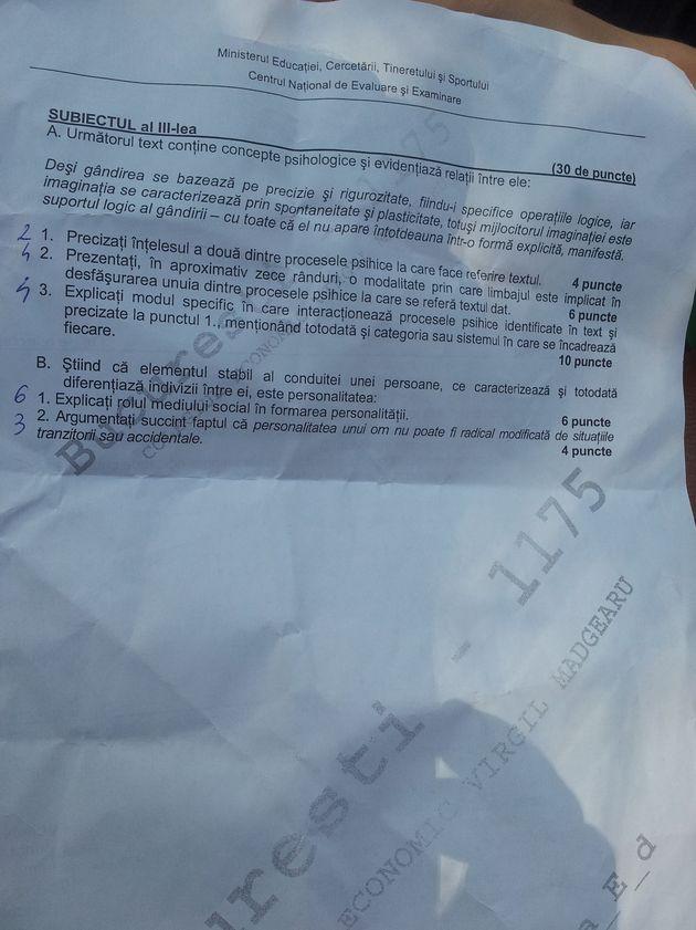 BACALAUREAT 2012 - Vezi subiectele la psihologie 155694