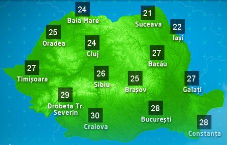 Vreme călduroasă cu temperaturi maxime între 27 şi 34 de grade. Află cum va fi vremea în următoarele zile 157914