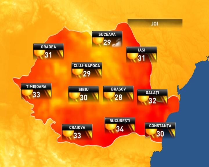 Vreme călduroasă cu temperaturi maxime între 27 şi 34 de grade. Află cum va fi vremea în următoarele zile 157916