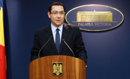 PM Victor Ponta congratulates gymnasts for winning the bronze medal at the London Olympics