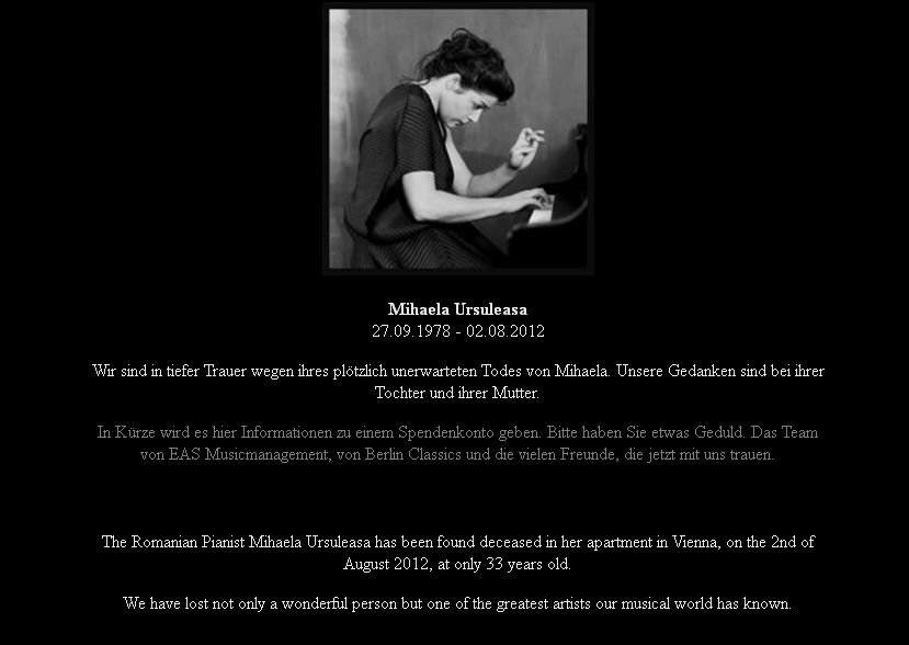 Mesajele colegilor îndureraţi de pierderea pianistei Mihaela Ursuleasa: &quot;Am pierdut unul din cei mai mari artişti&quot;
