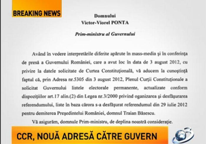 Adresă a Curţii Constituţionale către Guvern. Magistraţii solicită listele electorale permanente 161637