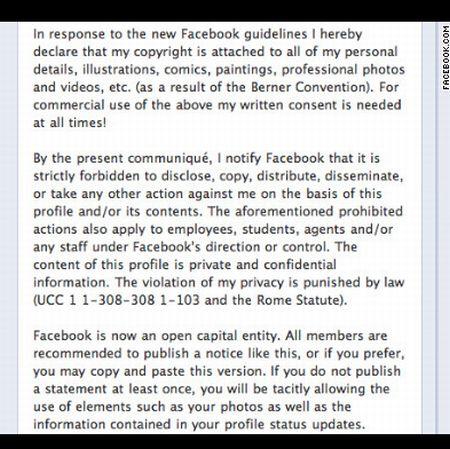 Adevărul despre mesajul de pe Facebook privind drepturile de autor. Citiţi comunicatul oficial al companiei 180293