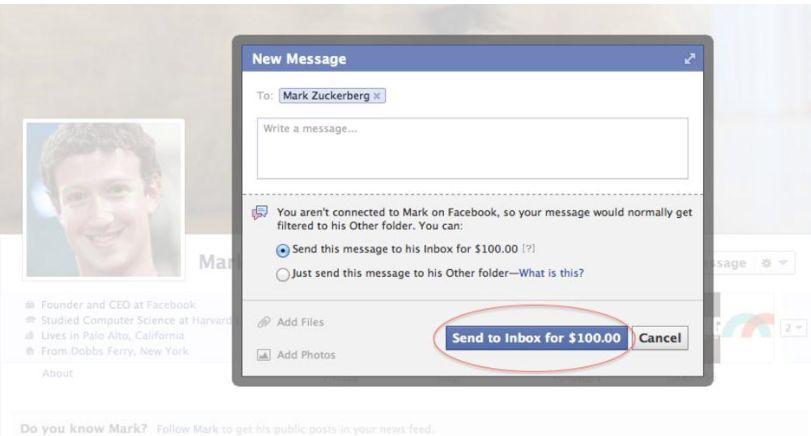 Facebook îi taxează cu 100 de dolari pe cei care vor să-i trimită un mesaj lui Mark Zuckerberg  187050