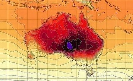 Record de căldură în Australia. Au apărut culori noi pe hărţile de temperaturi