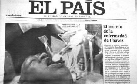Gafă comisă de ziarul El Pais: Fotografie falsă cu Hugo Chavez intubat. Venezuela ameninţă cu proces