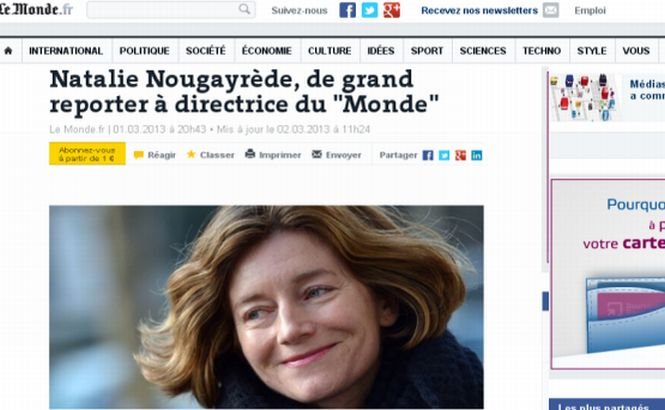 Ea este prima femeie aleasă pentru a conduce cotidianul francez Le Monde