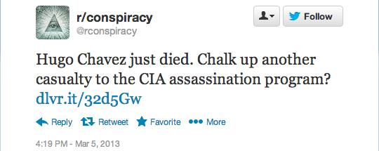 Ce a apărut pe Twitter la câteva minute după ce a fost anunţată moartea lui Chavez. Mulţi erau americani 196792