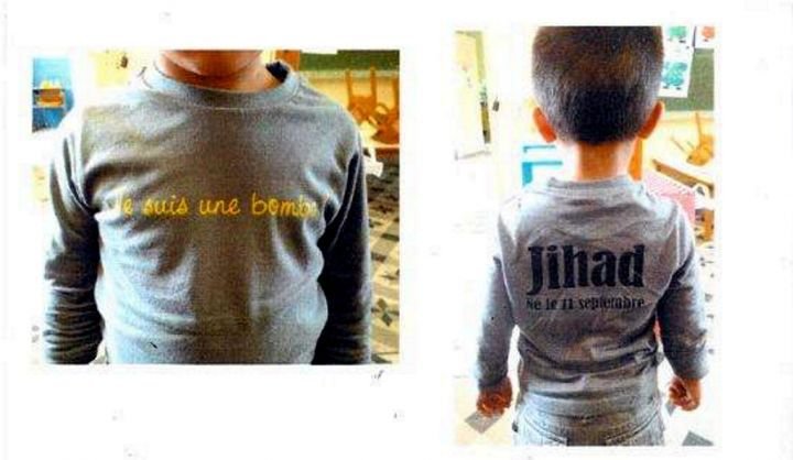 Jihad, un copil de 3 ani, a fost trimis la grădiniţă cu un tricou pe care scria &quot;Sunt o bombă!&quot;