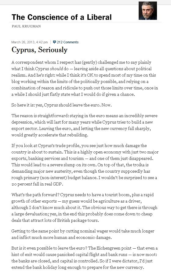 Laureatul Nobel pentru economie: Cipru ar trebui SĂ IASĂ din zona euro. ACUM 200495