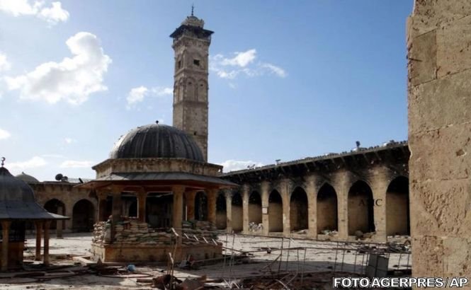 Minaretul Marii Moschei a Omeiazilor din Alep a fost distrus
