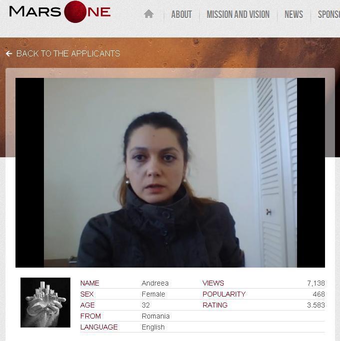 O româncă ar putea face parte din echipa de astronauţi care va coloniza planeta Marte 205064