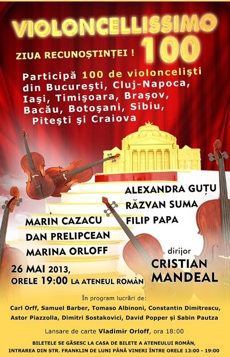 100 violoncele - demn de Guinness World Records™ la Atheneul Român