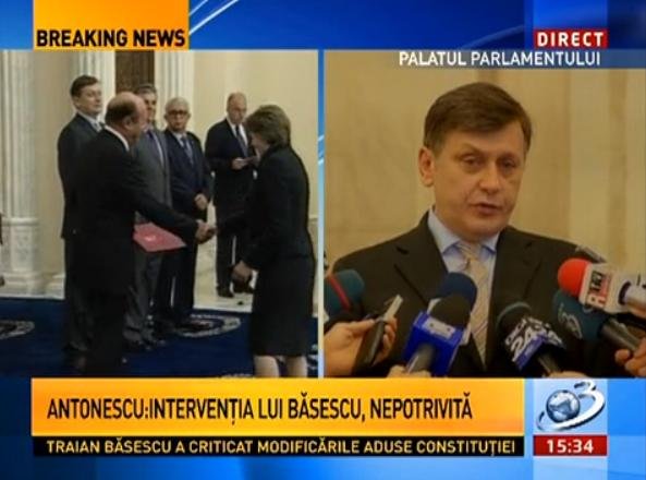 Crin Antonescu: Intervenţia lui Traian Băsescu a fost nepotrivită