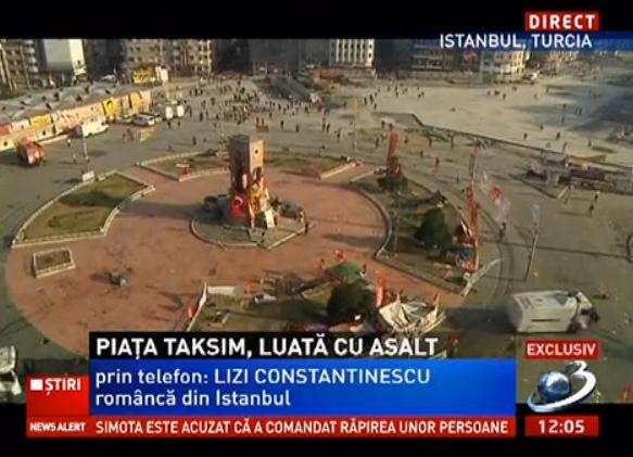 O româncă din Istanbul a oferit amănunte despre situaţia din Piaţa Taksim, în direct la Antena 3