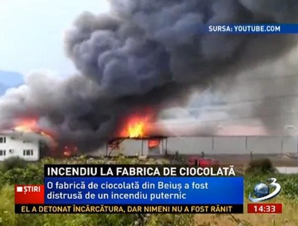 O fabrică de ciocolată din Beiuş, distrusă de un incendiu puternic