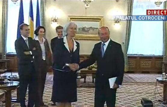 Şefa FMI, Christine Lagarde, primită de Traian Băsescu la Palatul Cotroceni