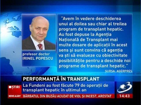 Romania,  high performance in  transplantation. The Fundeni  program developed  unprecedentedly over the last year