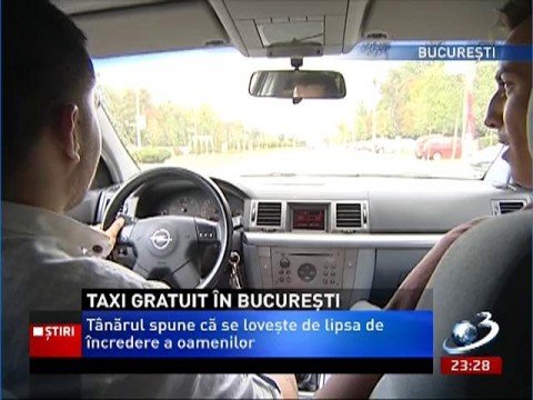 Free taxi rides in Bucharest. A young man provides transportation  for  those with  financial difficulties, without charging them