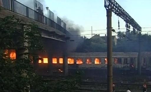 Un tren de călători a luat foc în gara Triaj din Timişoara