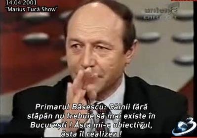 Traian Băsescu, în 2001: Obiectivul meu este să nu mai existe câini fără stăpân în Bucureşti şi o să-l realizez