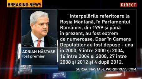 Adrian Năstase: Interpelările referitoare la Roşia Montană, în Parlamentul României, au fost extrem de numeroase
