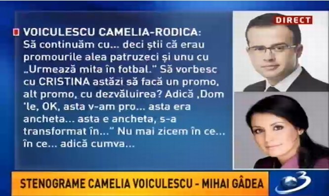 Stenograme Camelia Voiculescu - Mihai Gâdea, proba-cheie a procurorilor