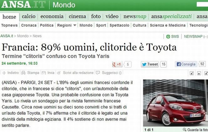 &quot;Toyota Clitoris&quot;. Cum a fost păcălită o mare agenţie de presă din Italia