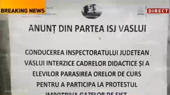 ISJ Vaslui: Elevii şi profesorii din Pungeşti au interzis la demonstraţiile împotriva gazelor de şist