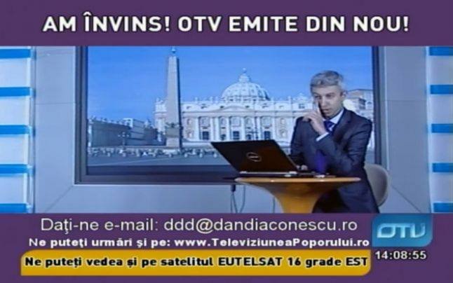 OTV emite din nou. Televiziunea lui Dan Diaconescu, în DIRECT şi în reluare de la VATICAN