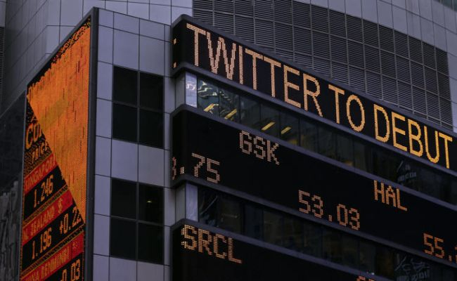 Creștere spectaculoasă a acțiunilor Twitter, în prima zi de listare la bursă