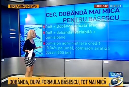 100 de minute: CEC, dobândă mai mică pentru Băsescu