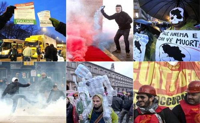 Toată Italia este un VULCAN de tensiuni sociale. Protestele violente de amploare au cuprins marile oraşe