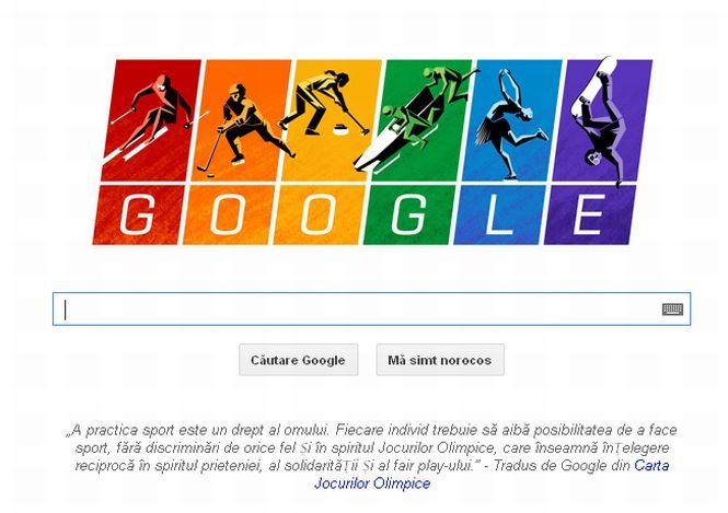 Noul logo al Google, o palmă peste obrazul autorităţilor ruse? &quot;Fiecare individ trebuie să aibă posibilitatea să facă sport, fără discriminări de orice fel&quot;