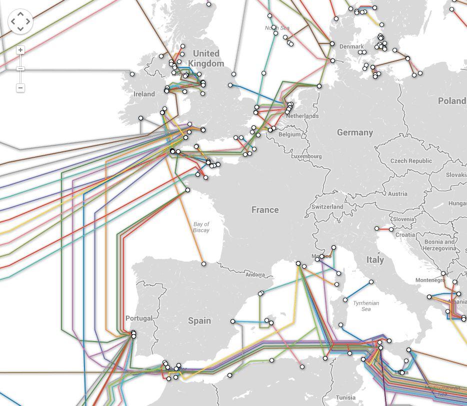 INEDIT: Harta reţelei de cabluri submarine care formează INTERNETUL de astăzi  250809