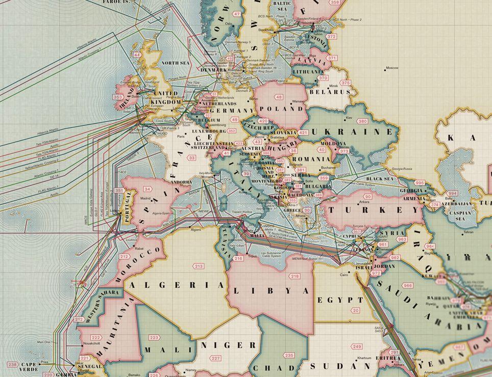 INEDIT: Harta reţelei de cabluri submarine care formează INTERNETUL de astăzi  250815