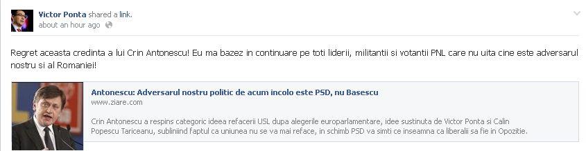 Victor Ponta: Regret credinţa lui Crin Antonescu că adversarul politic al PNL este PSD 252058