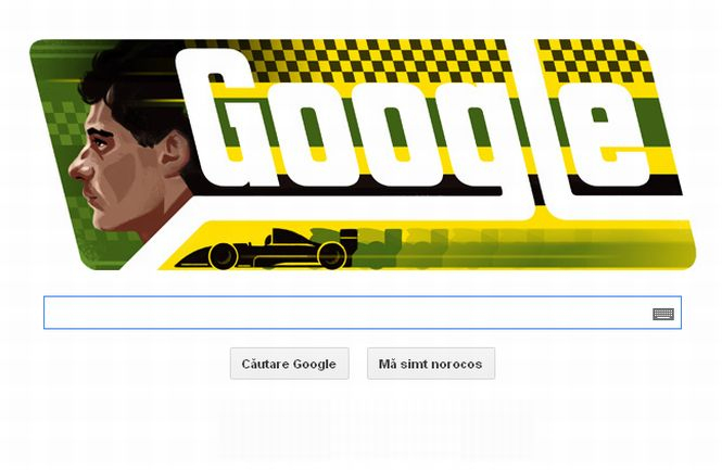 Campionul mondial de Formula 1 Ayrton Senna, omagiat de Google printr-un logo special