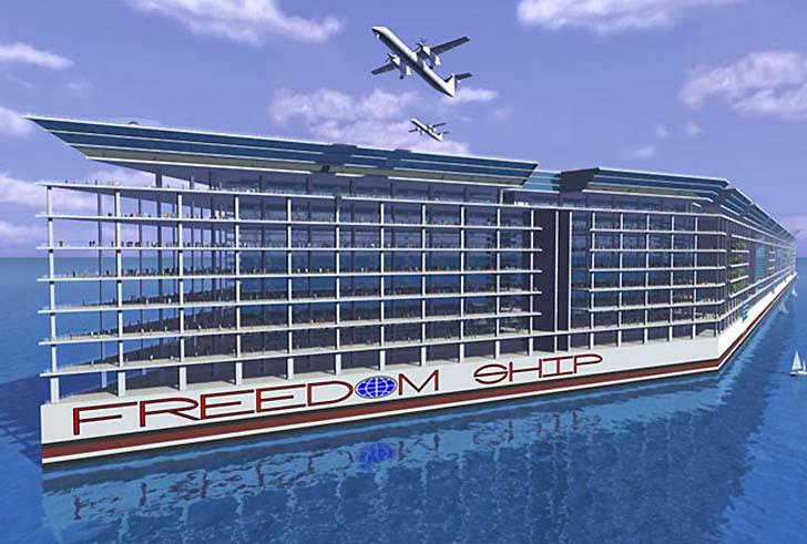 Primul ORAŞ PLUTITOR construit de om. Vaporul are 25 de etaje, ŞCOLI, parcuri şi spital. 70.000 de oameni vor putea locui pe el 253513