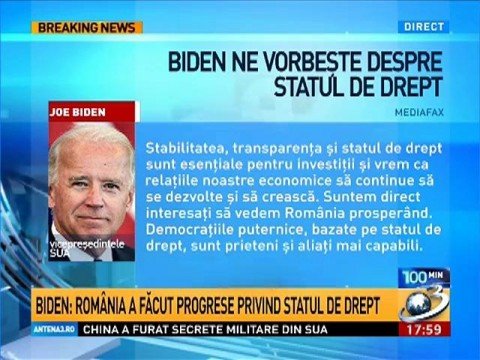 Joe Biden: Romania has made real progress on the rule of law