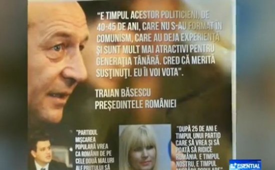 Traian Băsescu appears on the electoral posters of the PMP