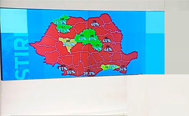 USD a colorat în roşu 34 de judeţe şi Bucureşti. Cum e &quot;colorată&quot; harta, după europarlamentare