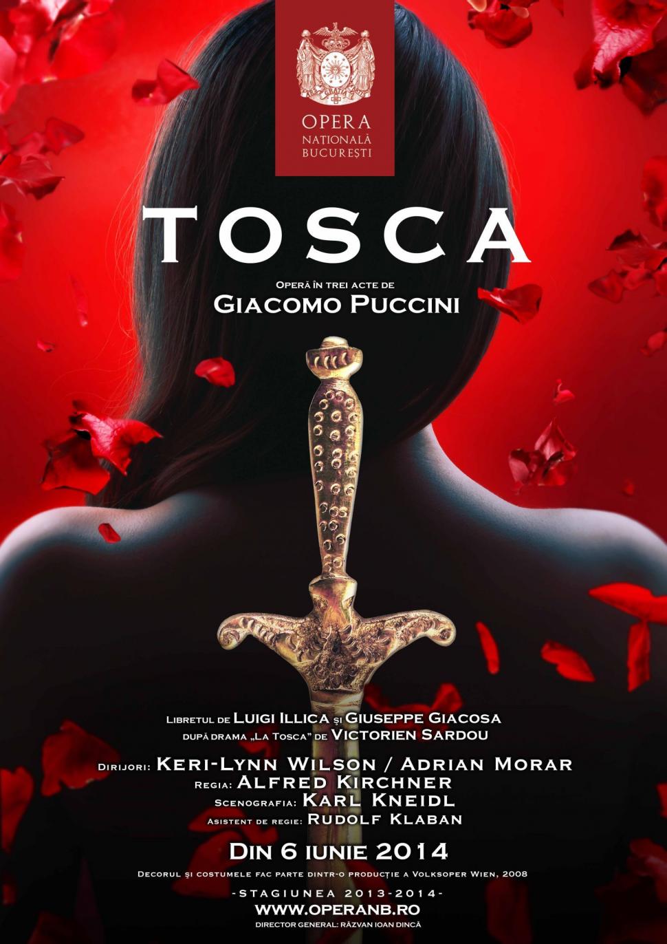 PREMIERĂ. TOSCA, de Giacomo Puccini, la Opera Naţională Bucureşti