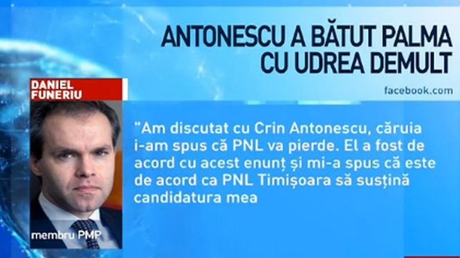 Daniel Funeriu: Antonescu a bătut palma cu Udrea demult